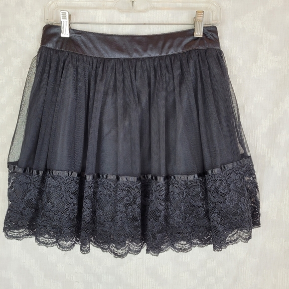 Forever 21 black lined tulle lace mini skirt whimsigoth edgy fairy witchy S/P - Picture 4 of 10